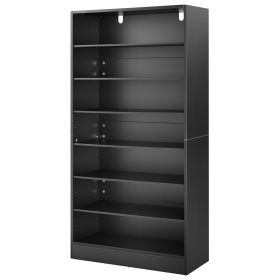 Media Storage Cabinet, 7-Tier DVD Shelf Organizer, 27.56 x 11.81 x 55.12 in Multimedia Storage Organizer for CDs, DVDs, Books and Games