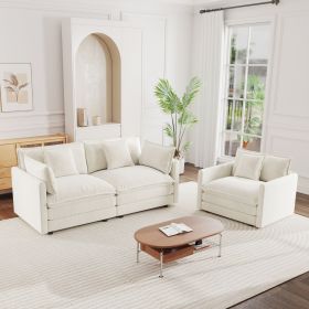 2 Seater Loveseat and Chair Set, 2 Piece Sofa & Chair Set, Loveseat and Accent Chair