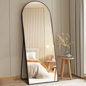 71"x26" Arched Full Length Mirror, Aluminum Alloy Frame Ensures Stability, Standing Design for Bedroom, Black