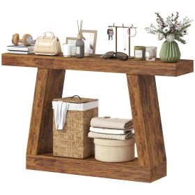 55" Farmhouse Console Table, 2-Tier Entryway Table with Storage for Hallway, Living Room, Behind Couch, Rustic Brown