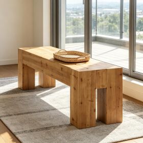 63" Long Dining Bench Wood Kitchen Table Bench with Sturdy Frame for Dining Room Decor