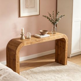 Solid Wood Console Table 70.8 Inch Sofa Table with Curved Corners Living Room Decorative Table