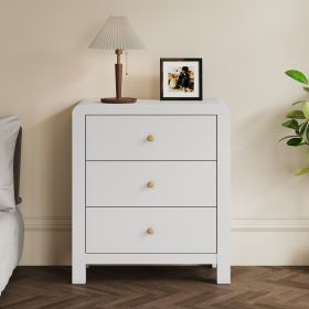 3 Drawer Dresser with Rounded Table Corners, Modern Chest of Drawers, Large Nightstand Side Table, Wood Storage Dressers Organizer for Bedroom