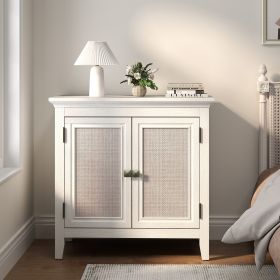 Storage Cabinet, Kitchen Sideboard Cabinet with Rattan Decor Doors, Accent Buffet Cabinet with Adjustable Storage Shelf