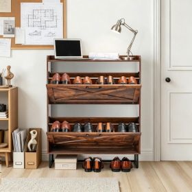 Farmhouse Style Shoe Storage Cabine with Space-Saving and Adjustable Shelves for Living Room