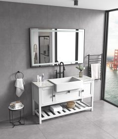 (ONLY FOR PICKUP) 72 in. W x 36 in. H Black Framed LED Single Bathroom Vanity Mirror in Polished Crystal Bathroom Vanity LED Mirror with 3 Color