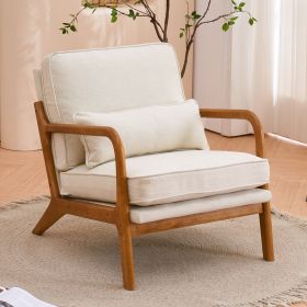 Oak Armrest Oak Upholstered Single Lounge Chair Indoor Lounge Chair Off-White