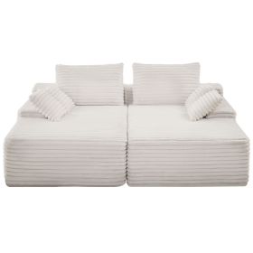 82.7-Inch Oversized Double Chaise Lounge, Corduroy Fabric Sectional Sofa