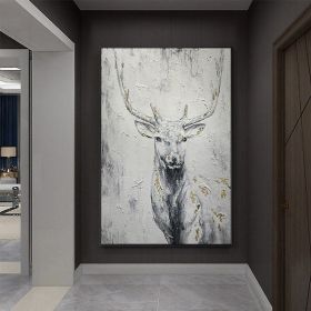 Hand Painted Oil Painting Hand Painted Rich Deer Oil Painting On Canvas Animal Pattern Decorative Painting Classical Porch Mural Handmade Art Liv (style: 01, size: 50X70cm)