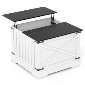 Farmhouse Lift Top Coffee Table with Hidden Storage Compartment (Color: Black)