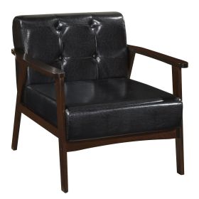 Rubber Wood Frame Accent Chair with Armrest for Living Room (Color: Black)