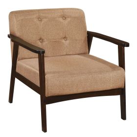 Rubber Wood Frame Accent Chair with Armrest for Living Room (Color: Beige)