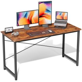 55in Computer Office Desk for Small Spaces, Writing Gaming Work Desk Modern Kids Study Table with Storage Bag & Headphone Hook (Color: 55Inch/brown)